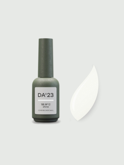 DA'23 COVER BASE BB #12, 14 ml - kamuflująca baza hybrydowa z mikrobrokatem (mleczny biały)