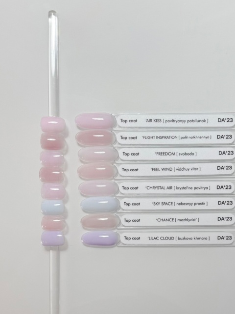 DA'23 COVER TOP ‘FEEL WIND, 8 ml – półprzezroczysty top hybrydowy no wipe (delikatny różowo-beżowy)